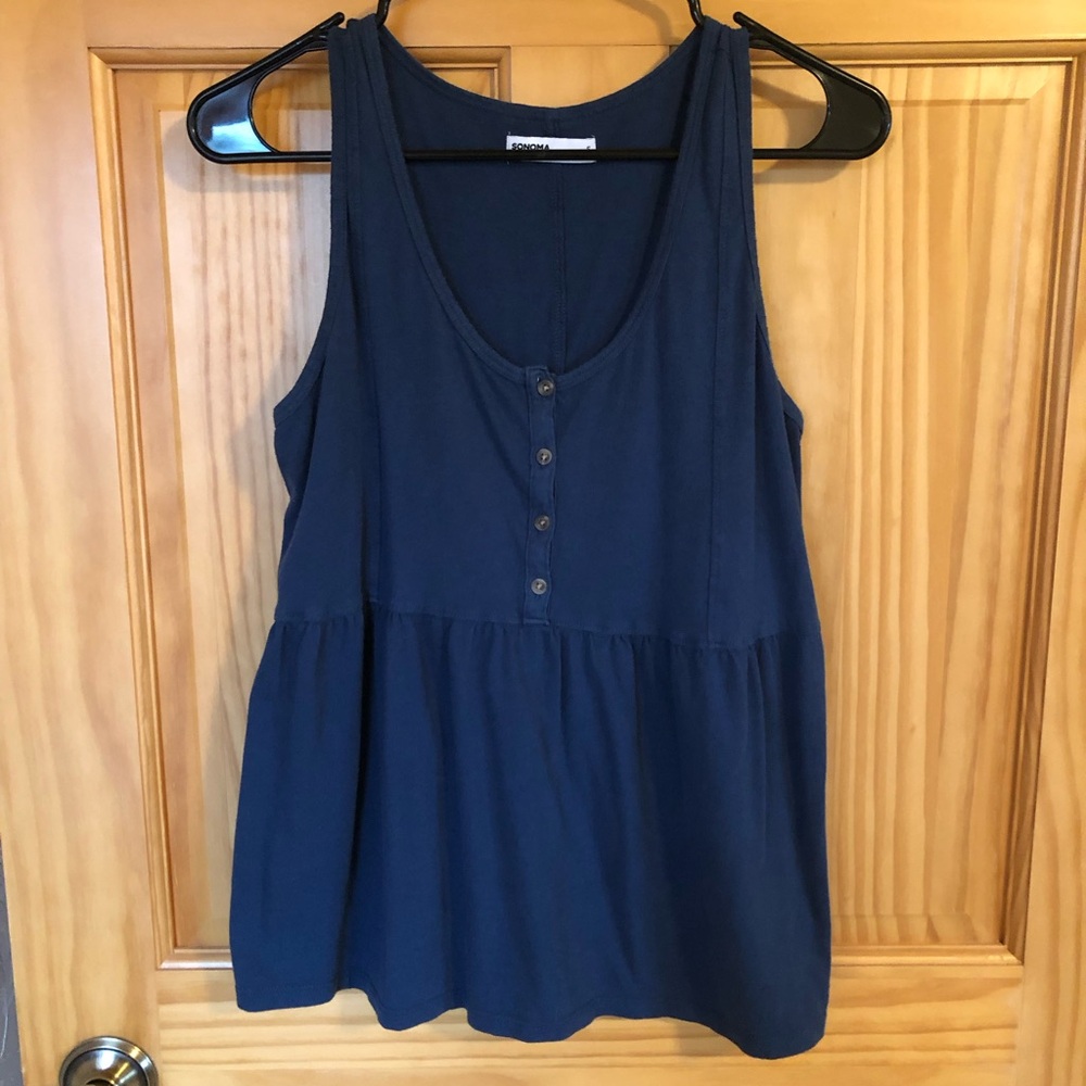 Women’s Navy Blue Button-Down Tank Top